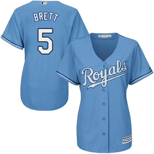 Royals #5 George Brett Light Blue Alternate Women's Stitched MLB Jersey